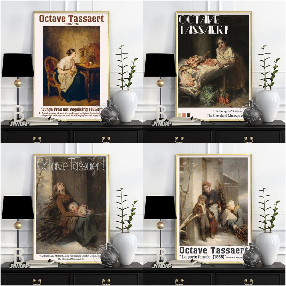 Octave Tassaert Ausstellung Museumsposter Retro Wandkunst Leinwandgemälde Galerie Vintage Drucke Aufkleber Wohnzimmer Heimdekor Kein Rahmen