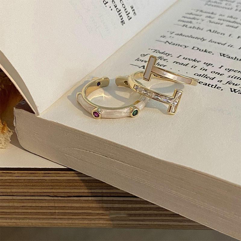 Adjustable Trendy Copper Ring For Women With Chic Geometric Style Colors And