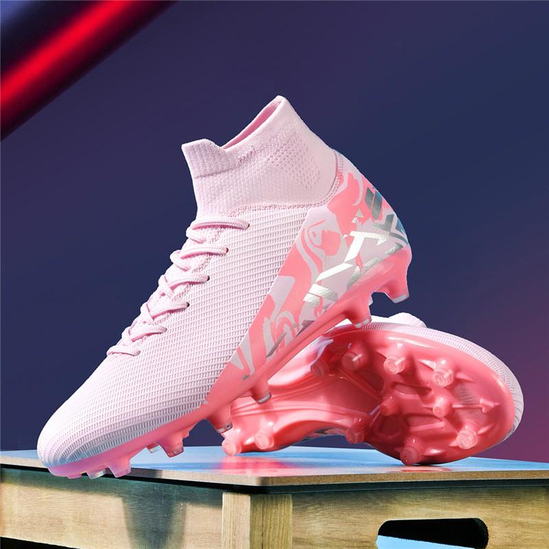 High-Cut Football Cleats Men Boys Teens Students TPU Rubber Outsole TF Studs Training Match Shoes