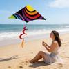 Colorful Rainbow Triangle Kite for Kids with Spiral Tail