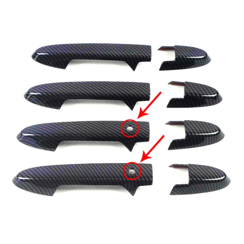Upgrade For Honda Fit Jazz GK5 GP5 2014-2018 Chrome Carbon Fiber Door Handle Cover Overlays Protection Catch Cap