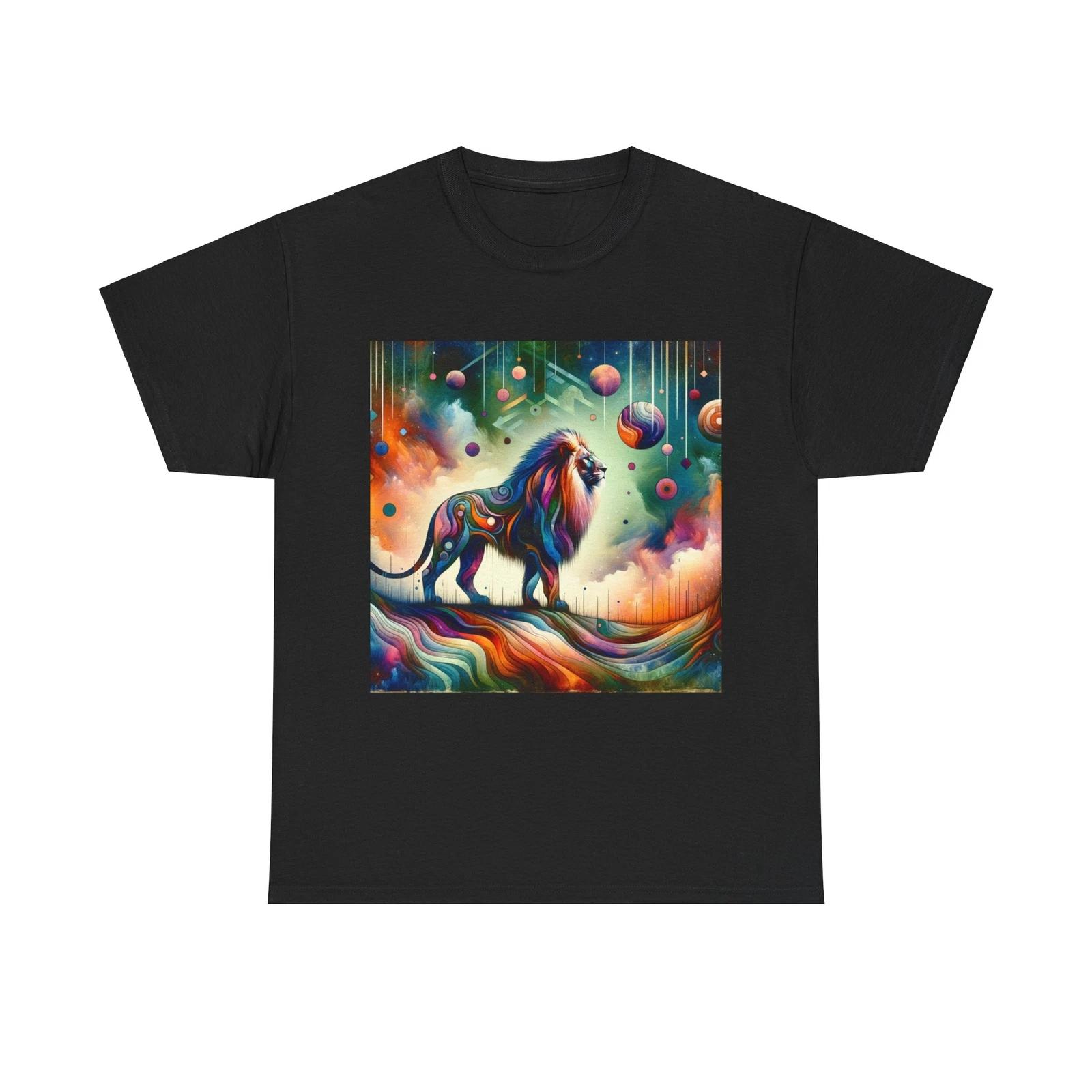Unisex Adult T Shirt Vibrant Cosmic Lion Artwork - Abstract Pop Safari Jungle S