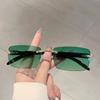 Rimless Rectangle Sunglasses  New in Vintage Gradient Ocean Lenses Shades Trendy Brand Designer Fashion Sun Glasses