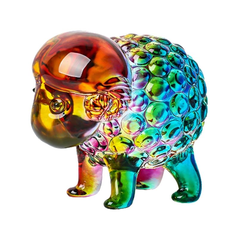 Playful Colorful Sheep Small Sculptures Glass Texture Delicate Decorative Ornament Suitable for Indoor and Outdoor Use