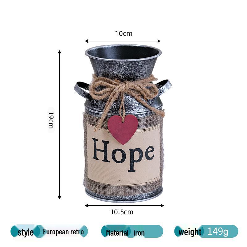In Stock: European Retro Style Galvanized Iron Tin Flower Bucket for Fresh Flowers - Metal Home Decoration Ornament