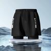 Mens Double-Layered Board Shorts Swim Trunks Quick-Dry Anti-Chafe Flat Front Beach Pool Surfing