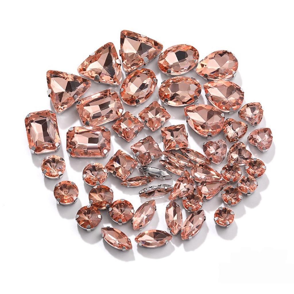 Factory Hot Sale Rhinestones Popular Colors Mix Shapes Sew On Rhinestones Claw Glass Rhinestones for Wedding Dress