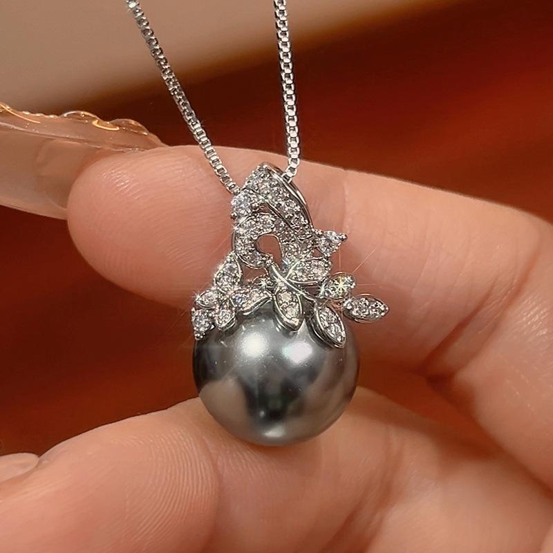 Pearl Set, High-End Zircon Earrings, Necklace, Flower-Shaped Light Luxury And Elegant Women