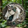 Horse Wreath Metal Wall Art Durable Aluminum Decor Home Kitchen Halloween Gift