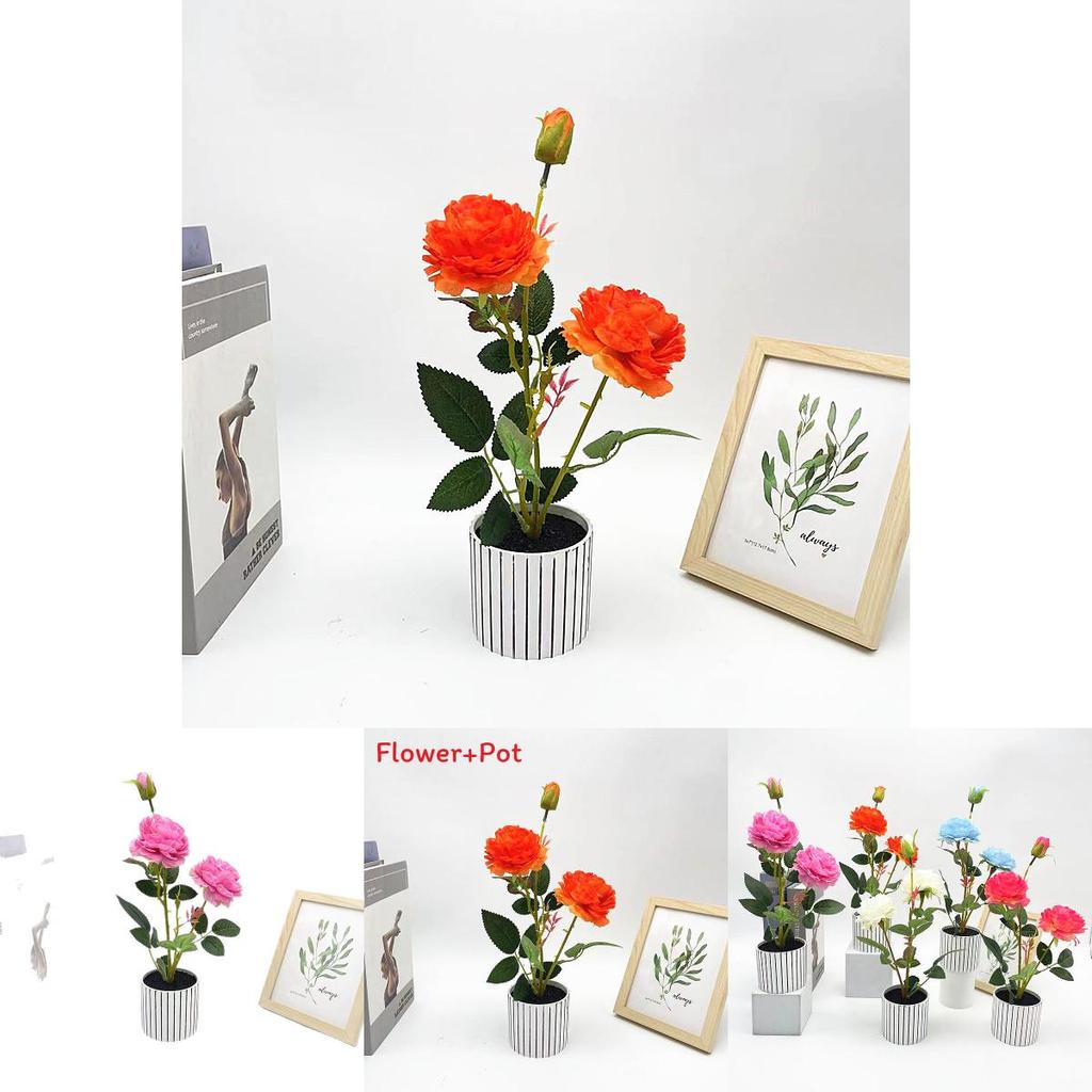 Peony Artificial Flower Pot With Blooming Buds For Home Decor And Gift