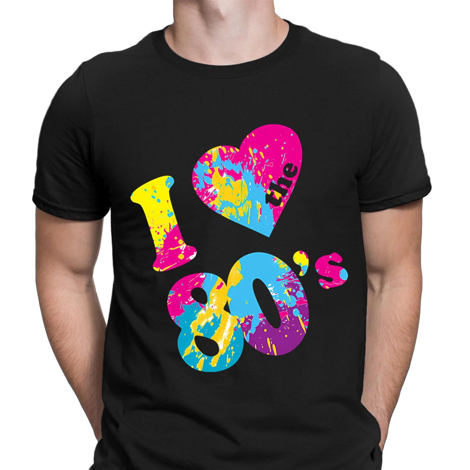 I Love The 80s Splatter Paint Retro Vintage Mens T shirts Tee Top #6GV M