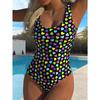 Sommer Sexy Geometrisches Muster Gedruckter Einteiler Badeanzug Schlanke Passform und Schlankmachend, Tiefes U-Rücken-Design, Strand Pool Urlaub Auffälliger Mode Badeanzug