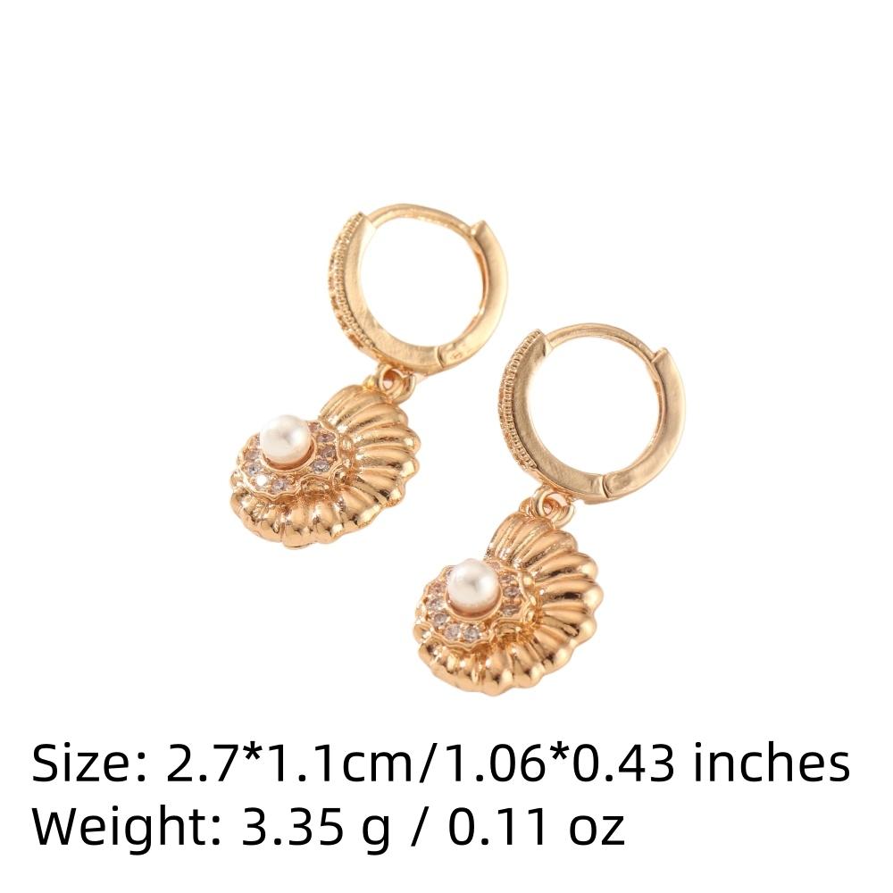 1 Pair Fashion Geometric Shells Dangle Earrings for Women Cubic Zirconia Jewelry Daily Wedding Party Accessories