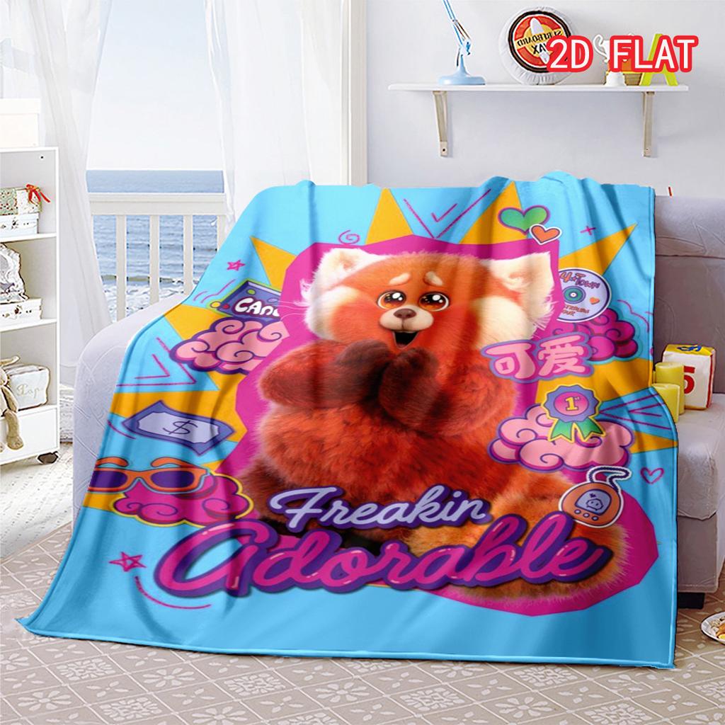 Cute Turning Red Mei Red Panda Cartoon Graffiti Print Soft Flannel Throw Blanket Lightweight Warm Sofa Couch Bed Home Decor Cover