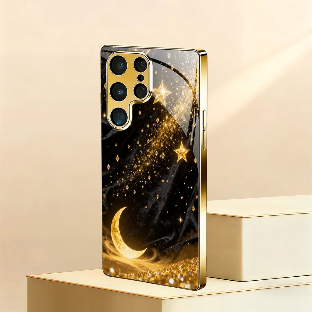 Pozlacený nový obal na telefon pro Samsung Galaxy S26 Ultra S25 Plus S24 S23 S22 fe tvrzené sklo Umělecké texturované vzory