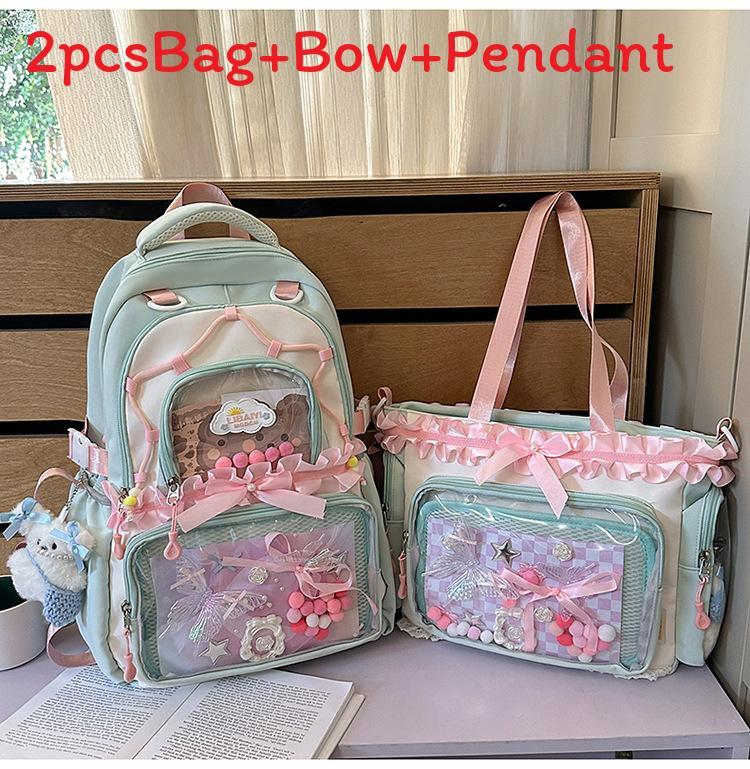 Fresh Sweet Transparent Backpack With Waterresistant Nylon For School Girls