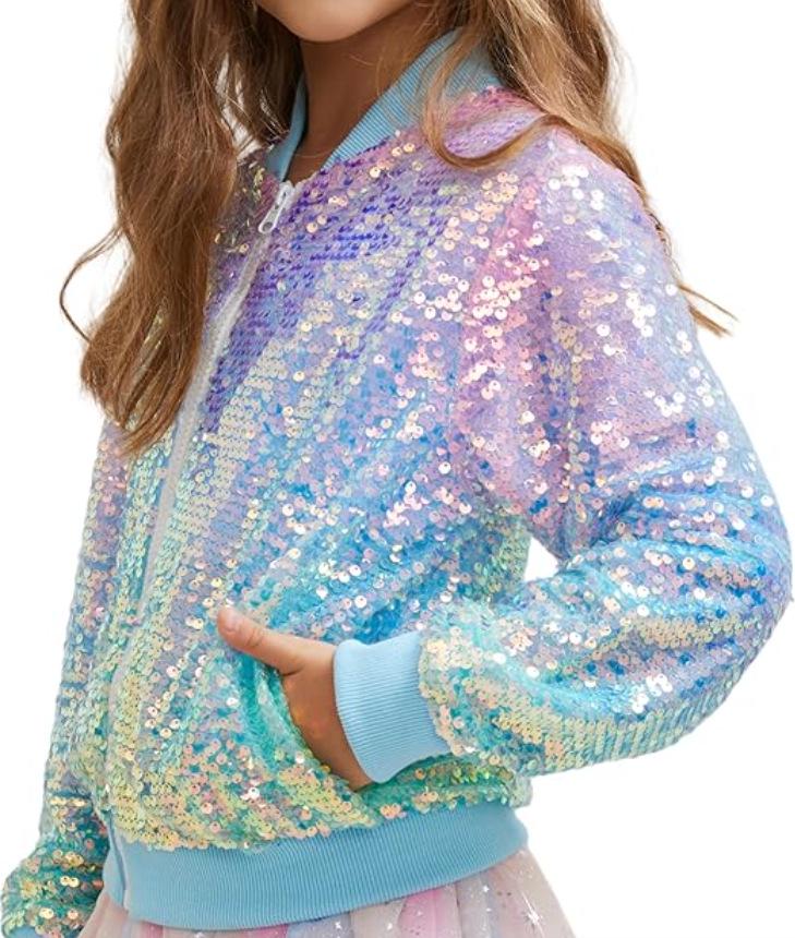 Bērnu krāsaina sequin hip-hop deju jaka
