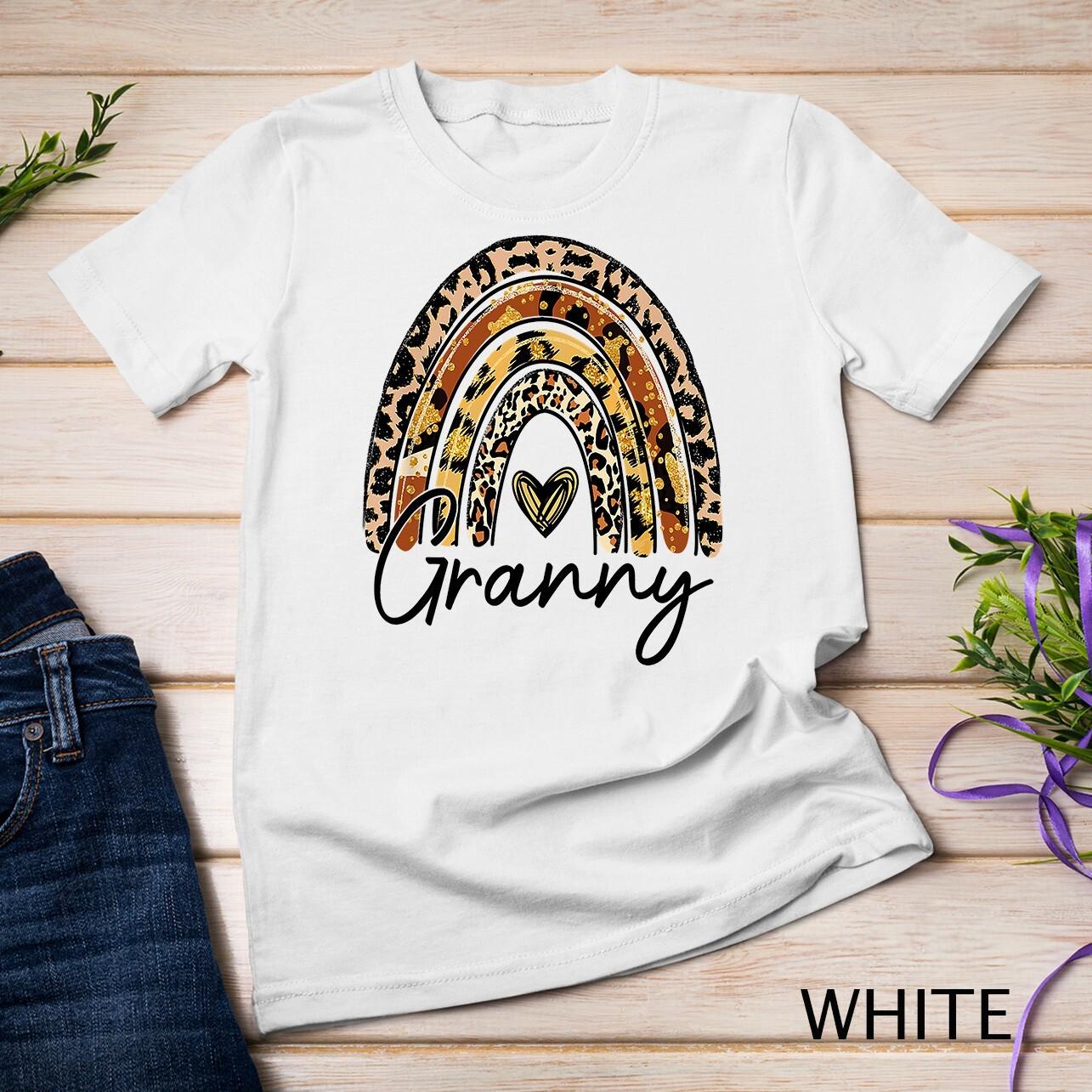 Leopard Rainbow Granny Blessed Granny Fall Thanksgiving Gift Unisex T-Shirt Mens Womens Tees Top L