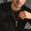 Vnox Rectangular Resin Pendant Necklace for Men, Stainless Steel Box Chain Vertical Bar Necklaces, Jewelry Gifts for Dad Son Him