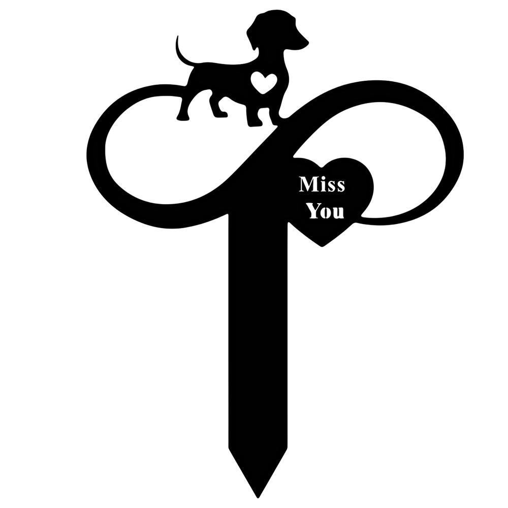 

Pet Memorial Stone Plaque with Silhouette - Custom Garden Yard Marker for Dog Cat, Outdoor Grave Decor
