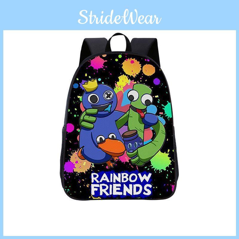 Rainbow Color Friends Anime Cartoon Print School Backpack For Boys Girls And