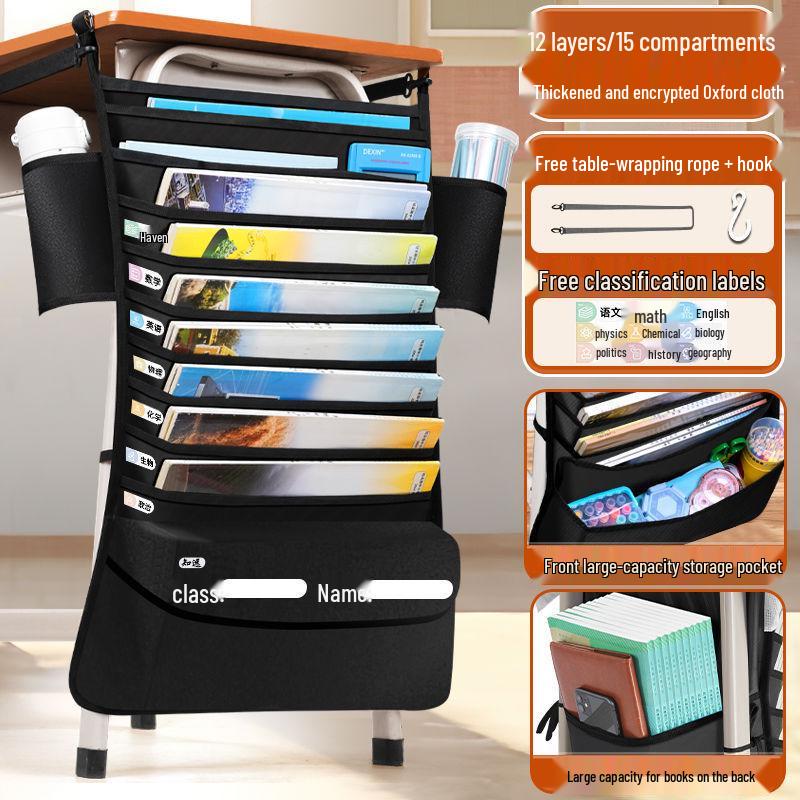 Desk Storage Hanging Book Bag & Stand for Students