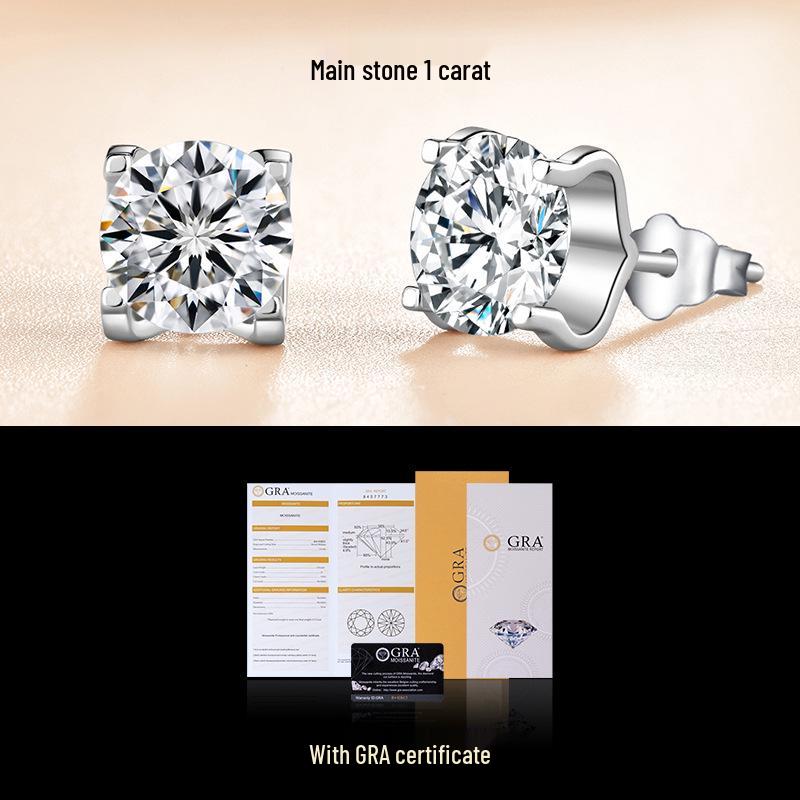 Banyan Tree S925 Silver Moissanite Bull Head Earrings - Classic Female Fashion Ear Jewelry