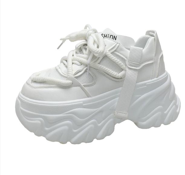 Fashion Thickened breathable mesh women's casual shoes wedge heel thick-soled shoes sports shoes 2024 spring and autumn fashion