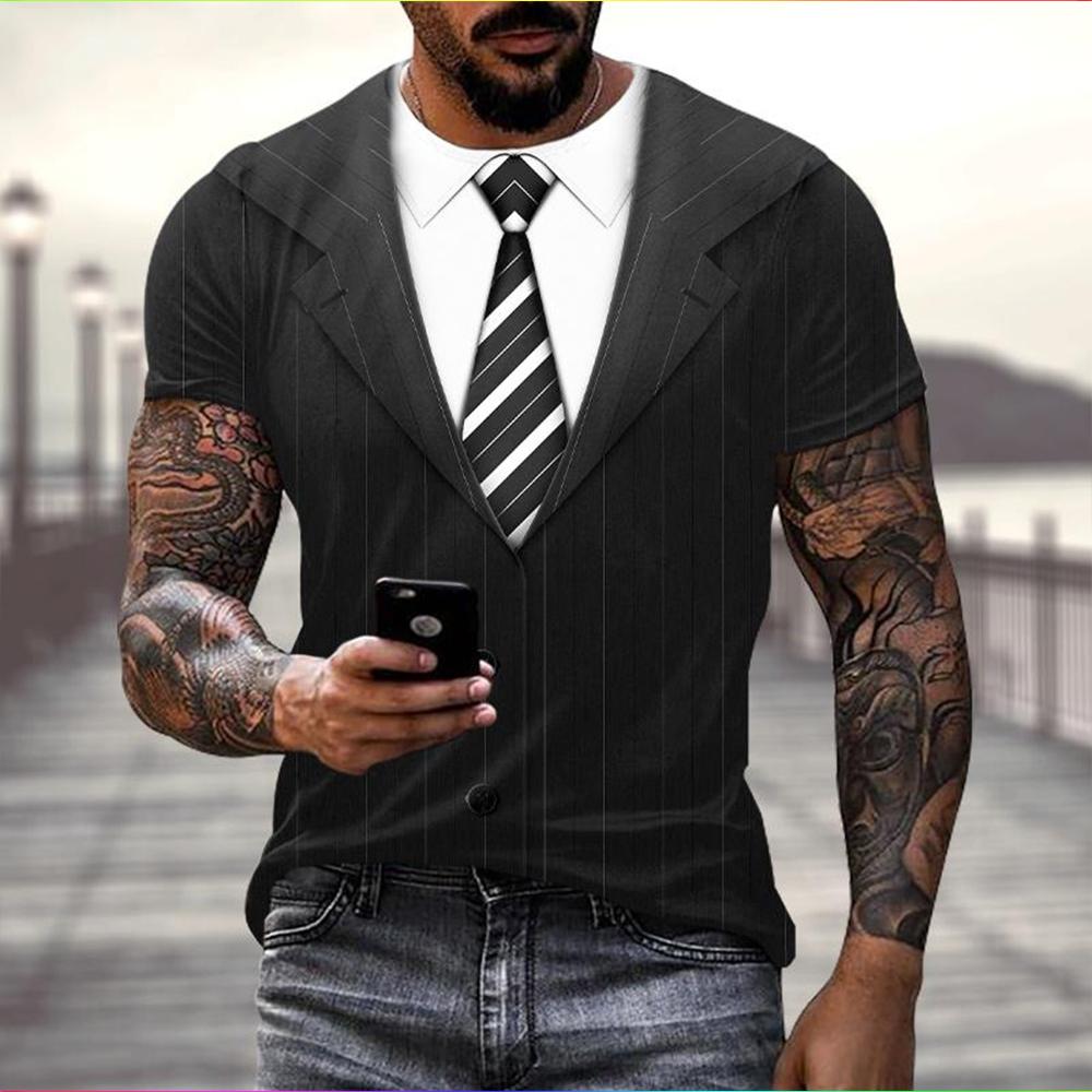 Moda Estiva Divertente T-shirt Finta Completo 3D Uomo Frac a Coda Corta Manica Corta Top Personalizzato Casual Comodo