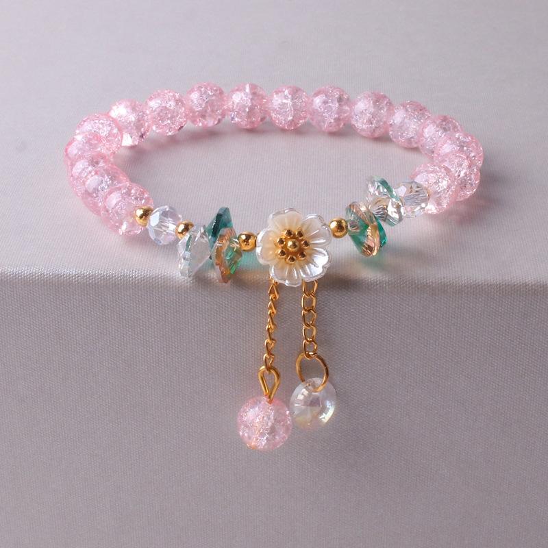 Korean New Luxury Crystal Flower Cubic Zirconia Pendant Bracelet Women Round Butterfly Shiny Rhinestone Bangle Jewelry