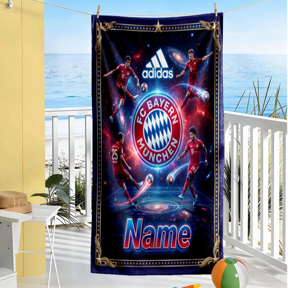 Bayern Munich Galaxy Artwork Customized Name Beach Towel Soft Durable Quick-Dry Portable for SwimmingBeachCamping Travel Beach AccessoriesGym