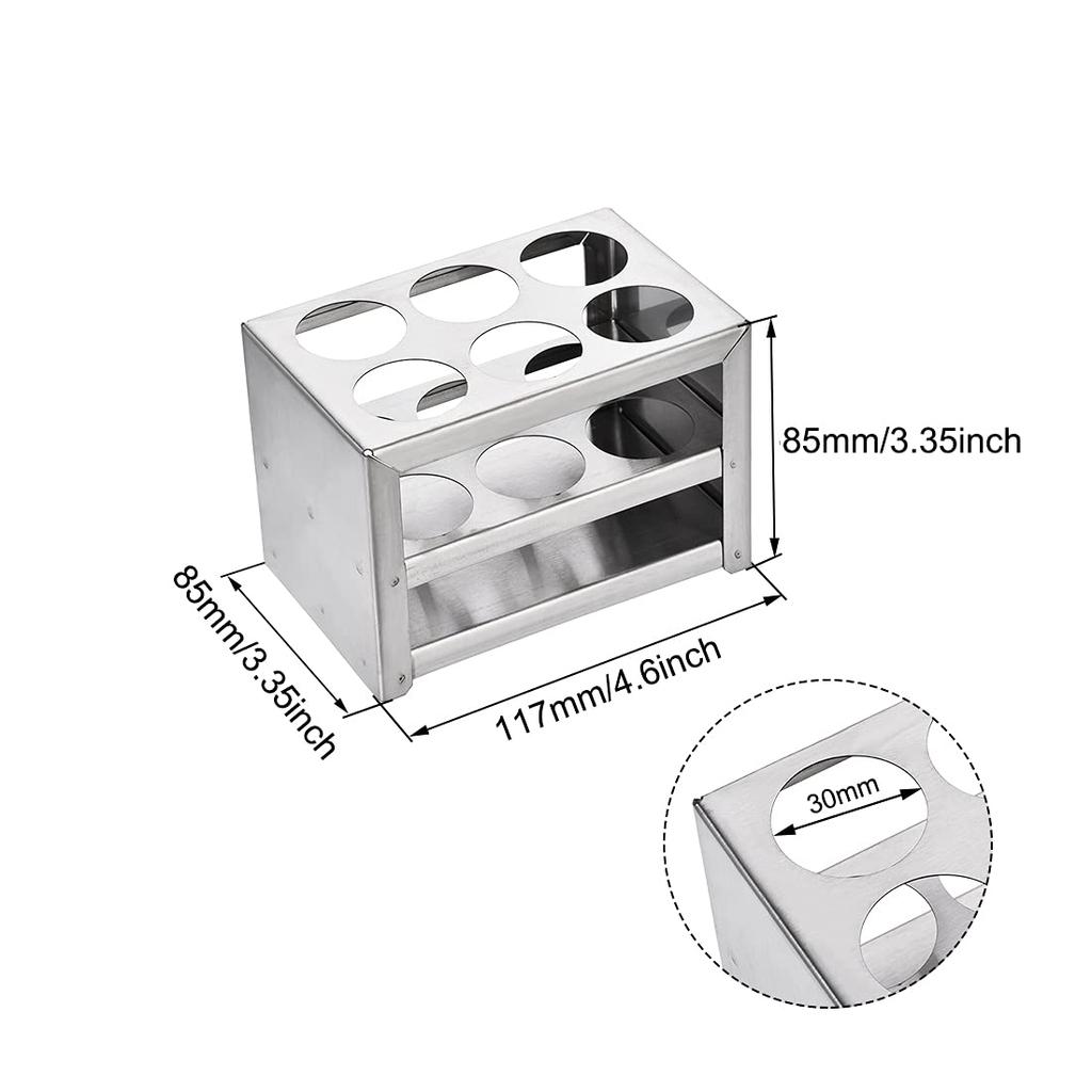 Uxcell Tube Rack, Stainless Steel, Silver, Test Tube Holder Rack, 6-Hole, 3-Tier, for 26-30mm Tubes