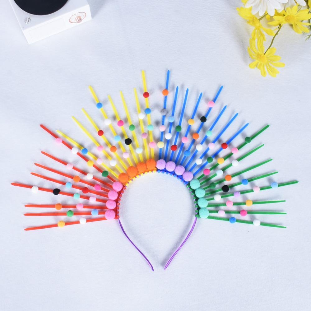 Sun Rainbow Hairband Aureole Goddess Headband Headpiece Colorful Flower Hair Hoop Parade