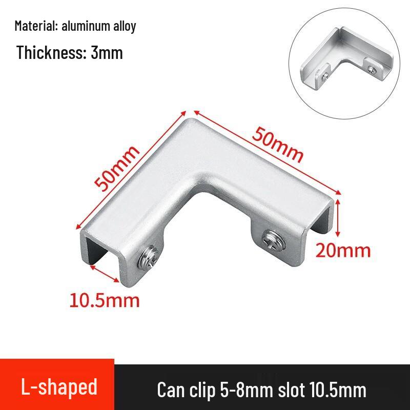 L-Shaped Right Angle Aluminum Kitchen Sink Clamp & Glass Shelf Clip