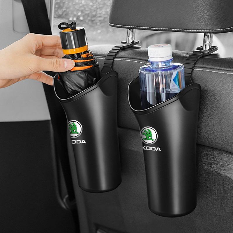 1Pcs Car Storage Box Umbrella Garbage Organizer Bucket for Skoda Octavia 1 2 3 A4 A5 MK2 Kodiaq Superb 3 Rapid Fabia 1 Car Styling