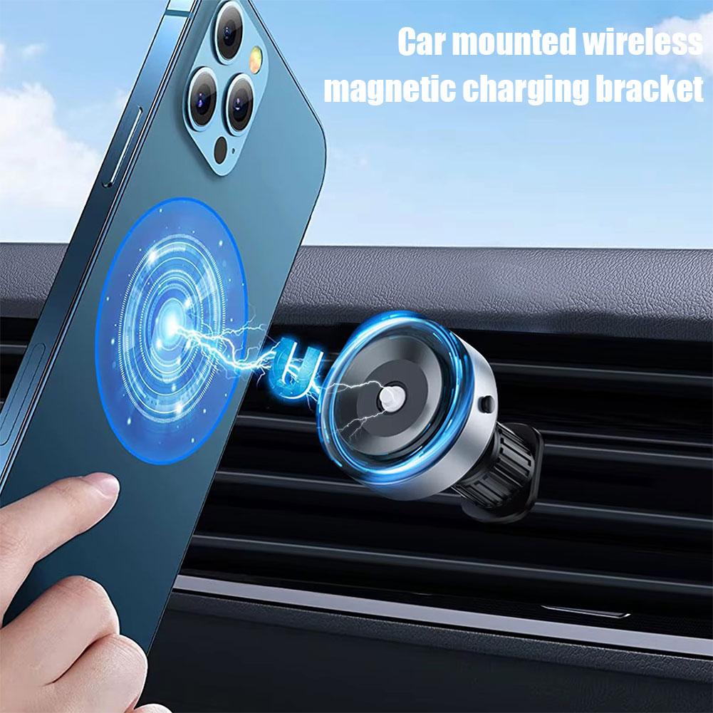 Universal Intelligent For Magsafe Car Phone Holder Magnetic 15W Wireless Charging Vacuum Adsorption Air Vent Car Mount Brac K2O5