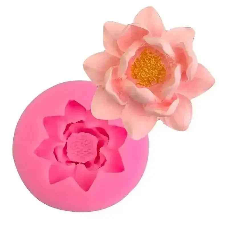Molde de silicona con forma de loto para tartas, hecho a mano, creativo, para jabón, yeso, decoración de flores, accesorios y herramientas