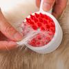 Pet Massage Shower Brush with Builtin Shampoo Storage Dog Grooming Brush Ergonomic Handle Pet Hair Cleaning Brush for Dog Cat
