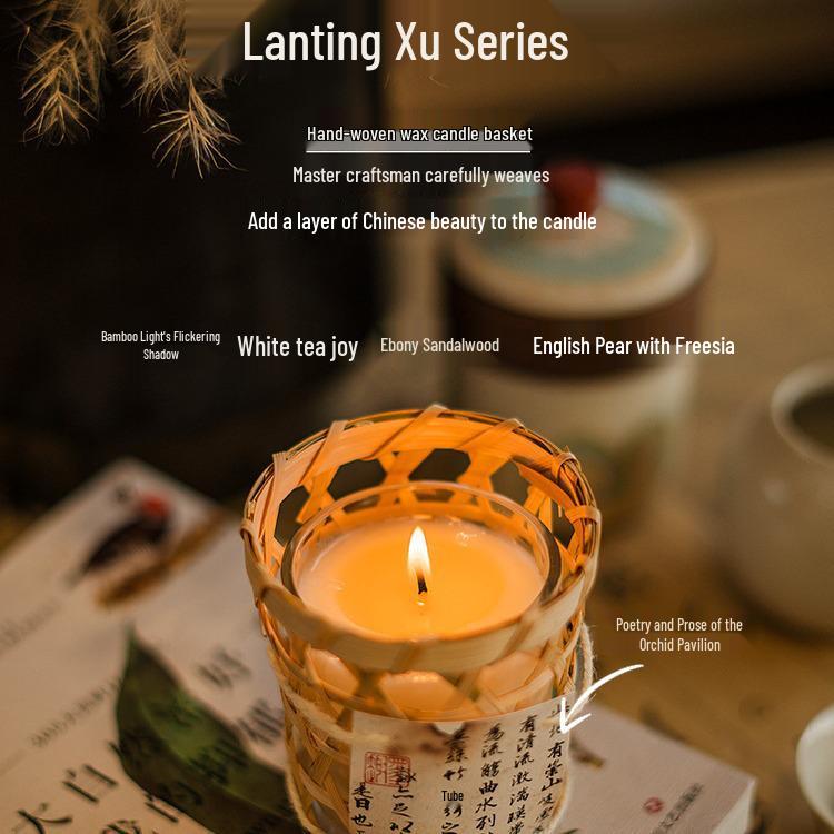 Lantingji Xu Fragrance Candle Set: New Chinese Style Aroma Gift Box with Glass Cup Wax Souvenir