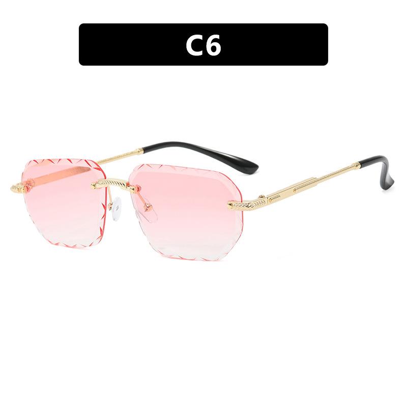 Square Rimless Sunglasses  Trend Metal High-Grade Men'S And Women'S Sunglasses Street Photo Sunglasses Gradient Goggle