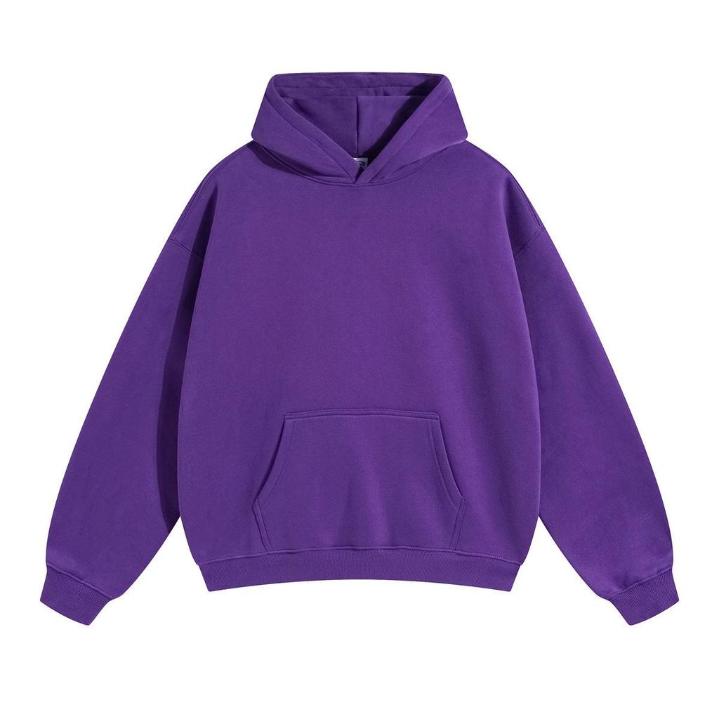 Men's & Women's Loose Autumn/Winter Velvet Hooded Sweatshirt – Trendy Drop Shoulder Pure Color Jacket