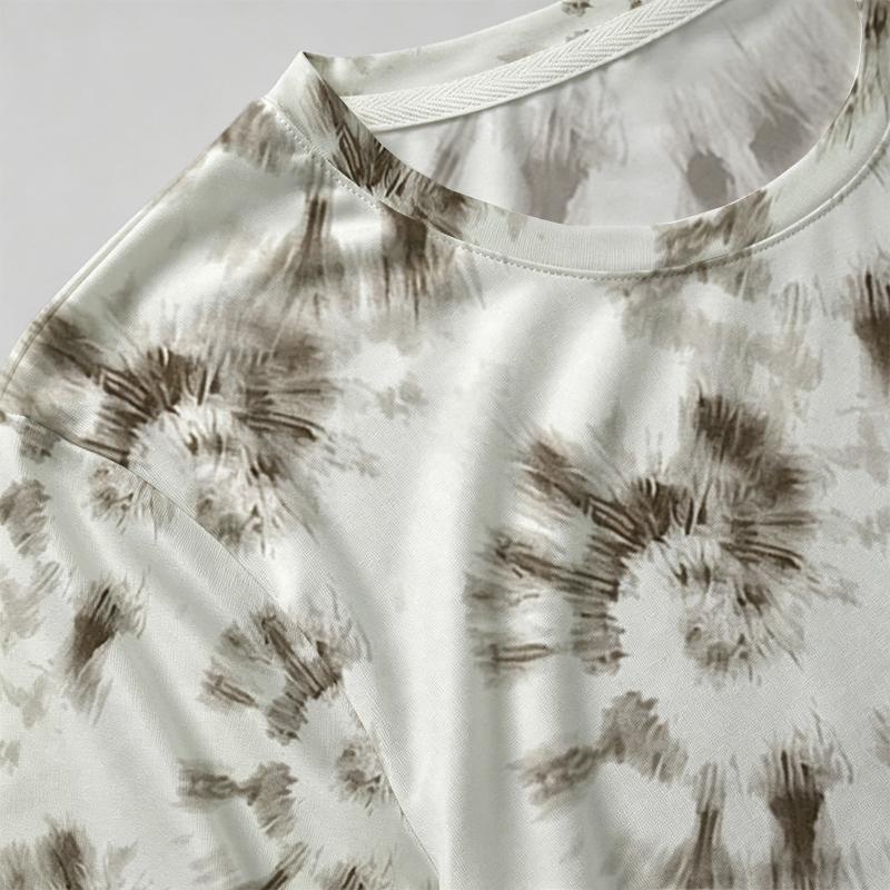 Women's Basic Round Neck Short Sleeve T-Shirt Minimalist Tie Dye Soft Top for Daily Casual & Loungewear
