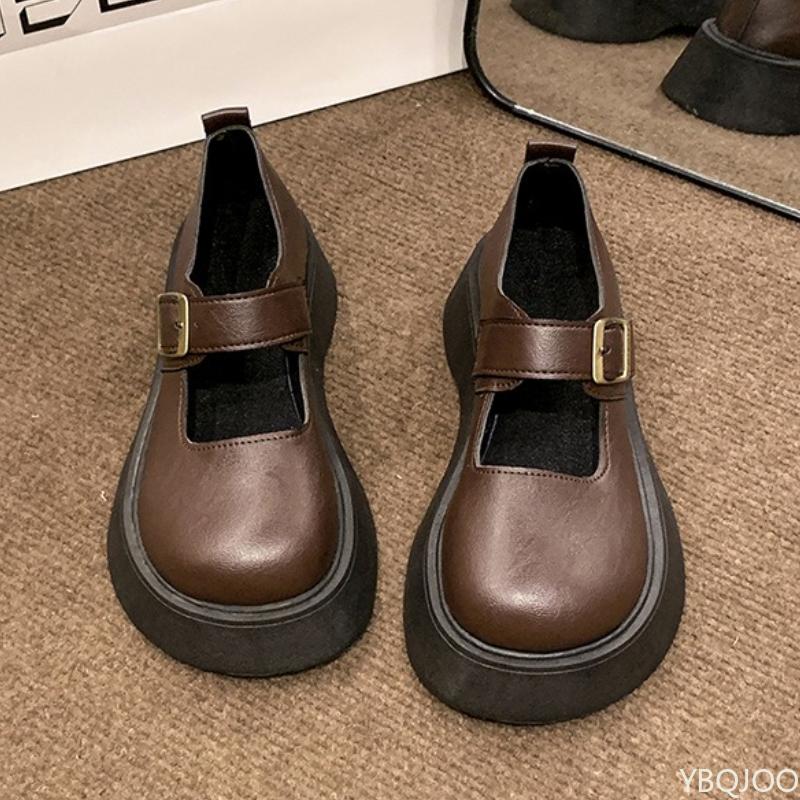 Fashion Spring summer new women's retro round toe thick sole height increasing shoes simple comfortable daily casual women's shoes