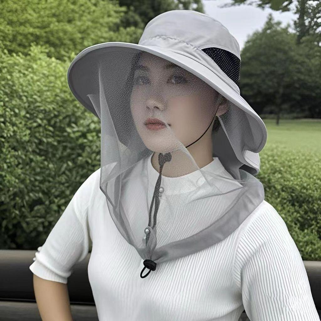 

New Unisex Anti Mosquito Hat with Neck Cover Sun Protection for Outdoor Farming Work светло-серый