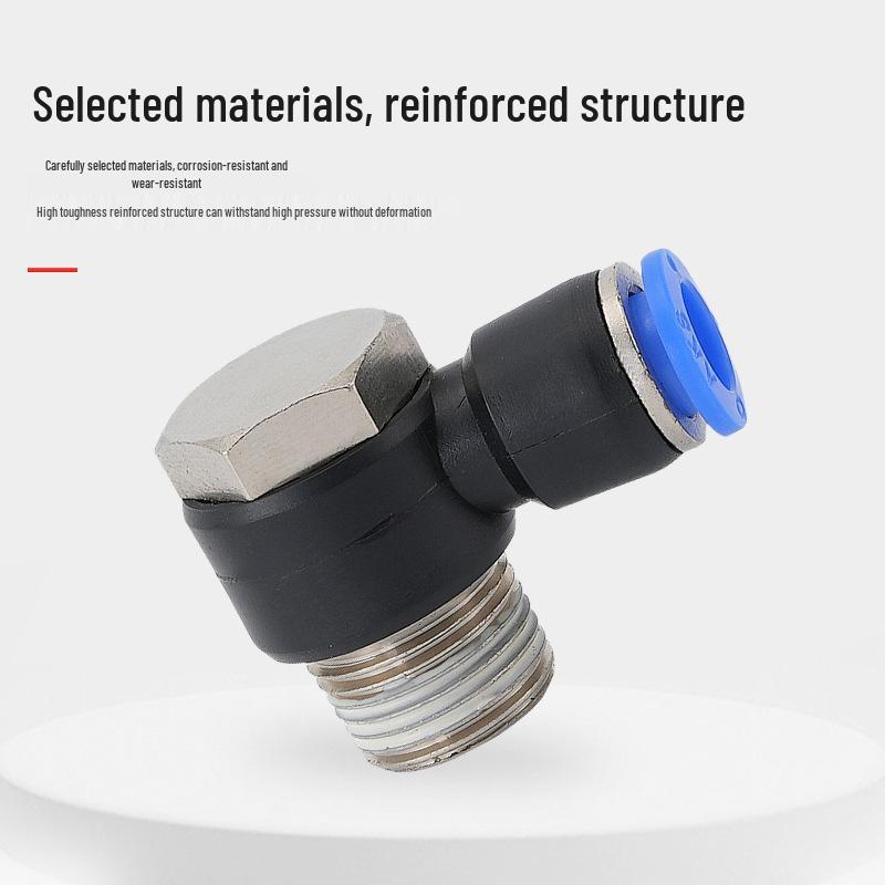 Full Copper PH Stainless Steel Air Hose Quick Connector with External Hex Thread Elbow - Sizes 6-01/8-02/10-03/12-04