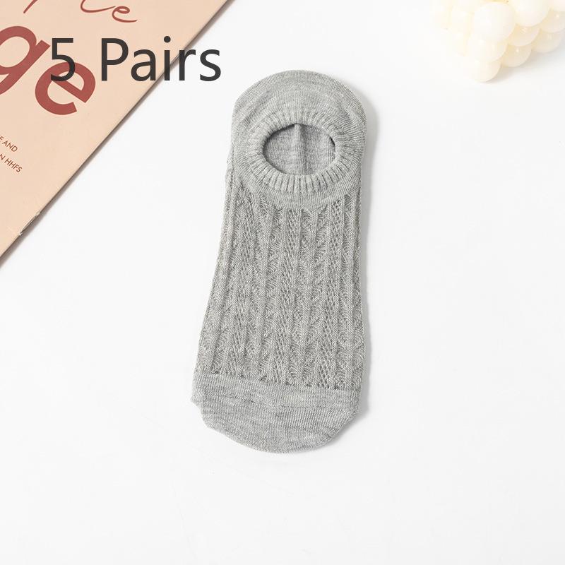 5 Par Letnich Cienkich Skarpetek Stopki Damskich, Nie Zsuwających się z Pięty, Silikonowe Antypoślizgowe Niewidoczne Krótkie Skarpetki, Skarpetki do Klimatyzacji, Skarpetki Siateczkowe