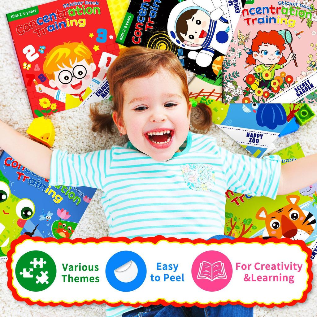 Kreatives Stickerbuch-Spiel Montessori, wiederverwendbar, mehrere Szenarien, Cartoon, DIY-Puzzle, pädagogisches Lernen, klassisches Spielzeug für Kinder