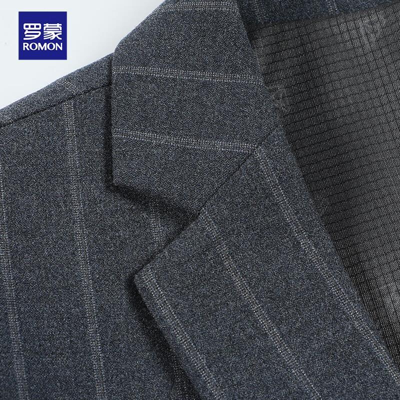 ROMON Men's Slim-Fit Grey Stripe Business Suit Set