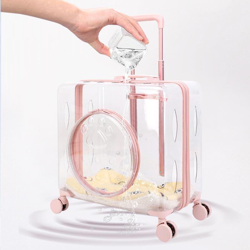 Trolley Case Cat Bag Large Capacity Two Cats Outdoor Travel Transparent Trolley Case Medium Dog Outing Bag