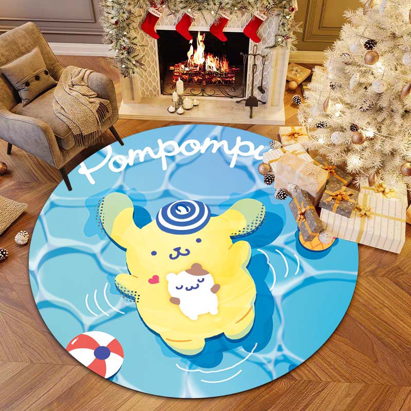 

Pom Pom Purin Cartoon Circular Carpets Can Be Used To Decorate Living Rooms, Bedrooms, Sofas, and Game Rooms; 80cm